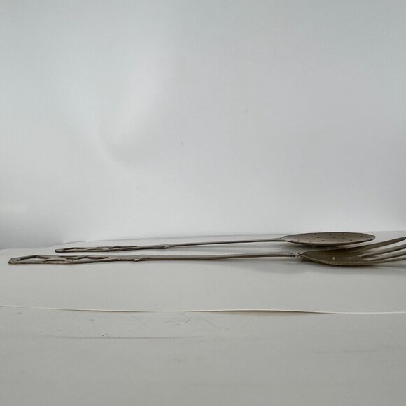 Italian Vintage Brass Hanging Fork and Strainer Spoon Cooking Utensils 16" Decor - Picture 12 of 14